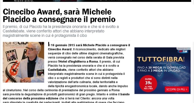 SalernoToday: Cinecibo Award sara’ Michele Placido a consegnare il premio
