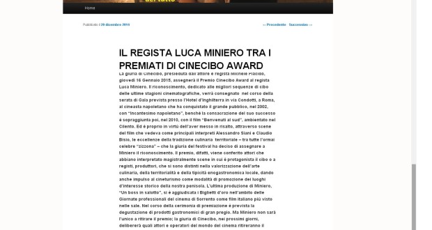 Cinemotore: Il regista Luca Miniero tra i premiati di Cinecibo Award